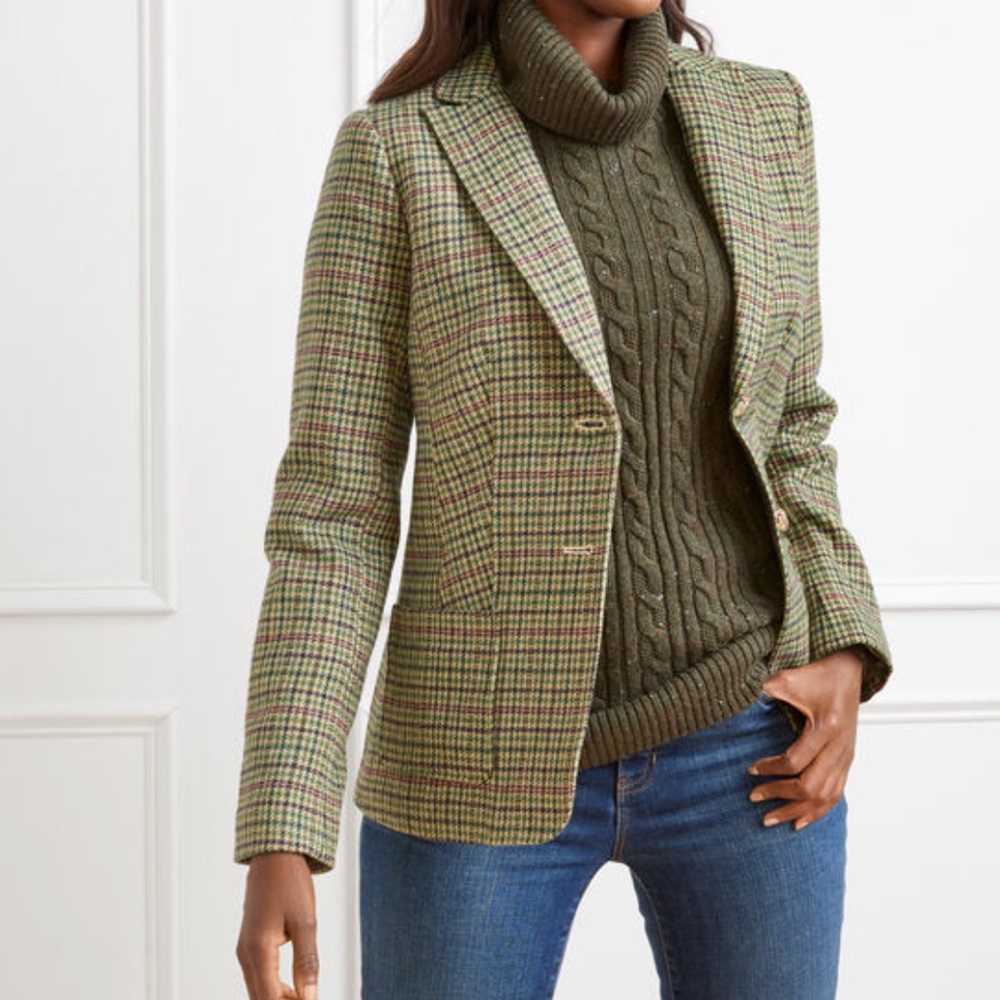 Talbots Classic Shetland Blazer- Rustling Plaid Size 4